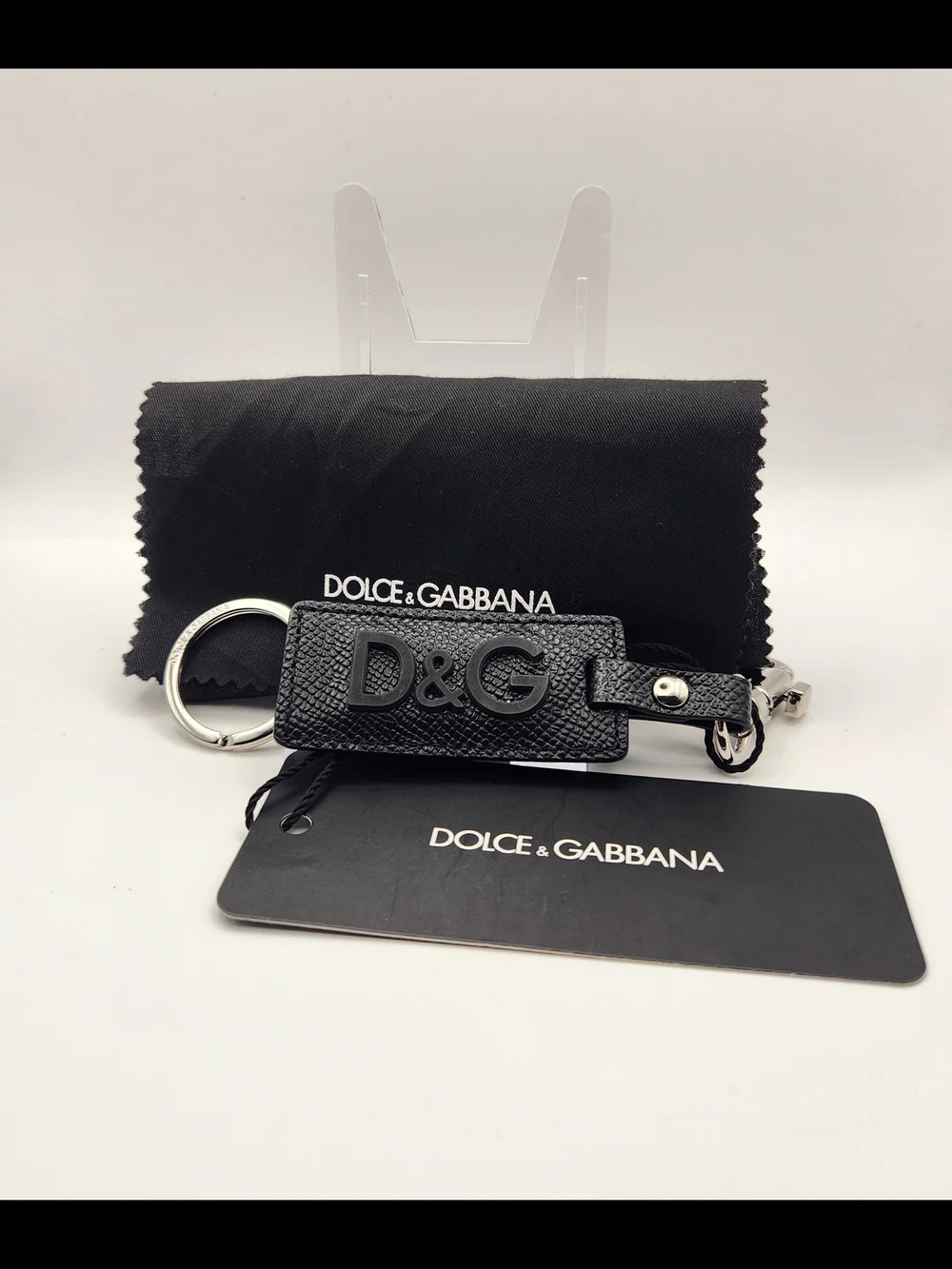 Dolce & Gabbana D&G Black Leather Keychain